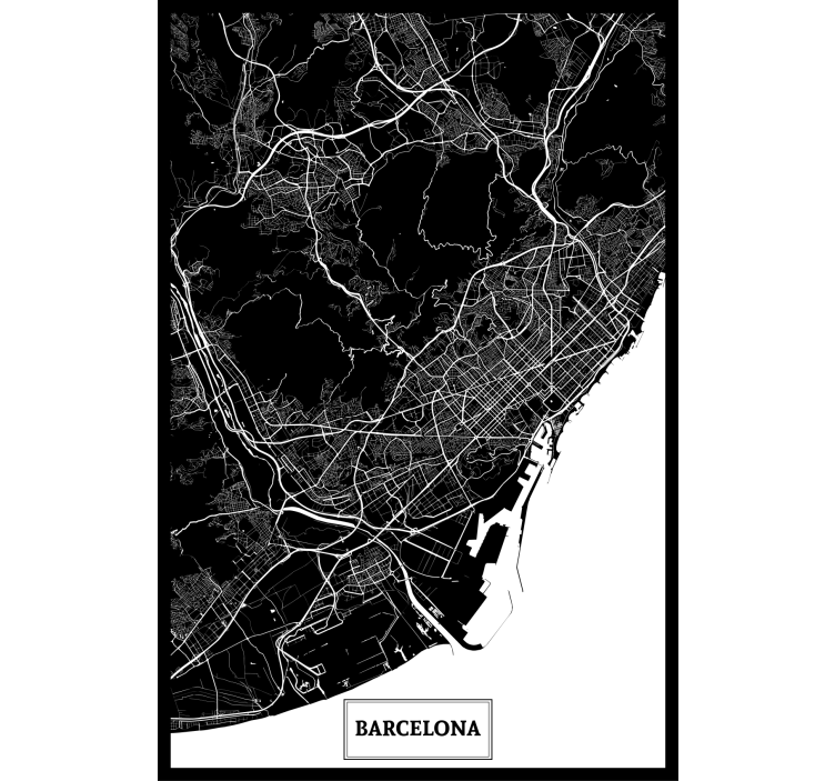Store enrouleur salon carte topographique barcelone - TenStickers