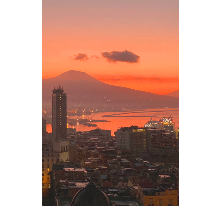 Store enrouleur salon naples au coucher du soleil - TenStickers