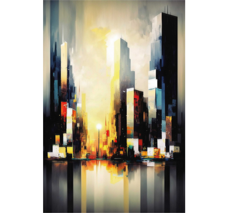 Store enrouleur salon art abstrait moderne urbain - TenStickers