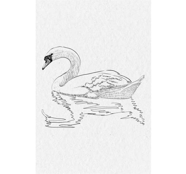 Store enrouleur salon motif cygne croquis - TenStickers