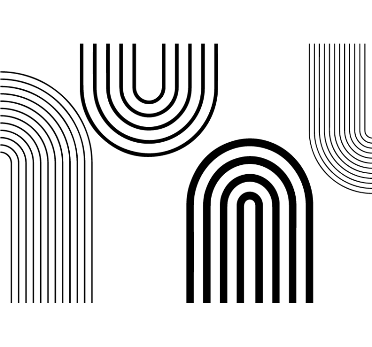 Store enrouleur blanc arcs noirs minimalistes fins - TenStickers