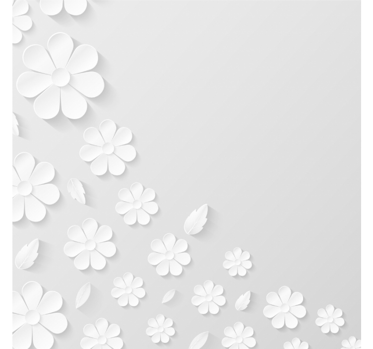 Store enrouleur blanc fond fleurs en papier blanc - TenStickers