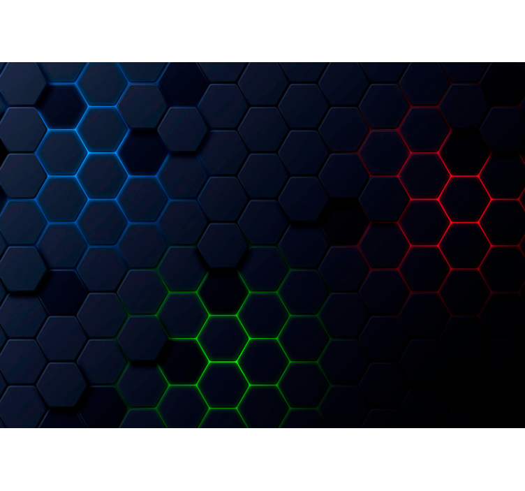 Store enrouleur noir motif hexagonal 3d - TenStickers