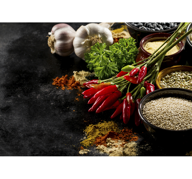 Store enrouleur noir cuisine avec épices - TenStickers