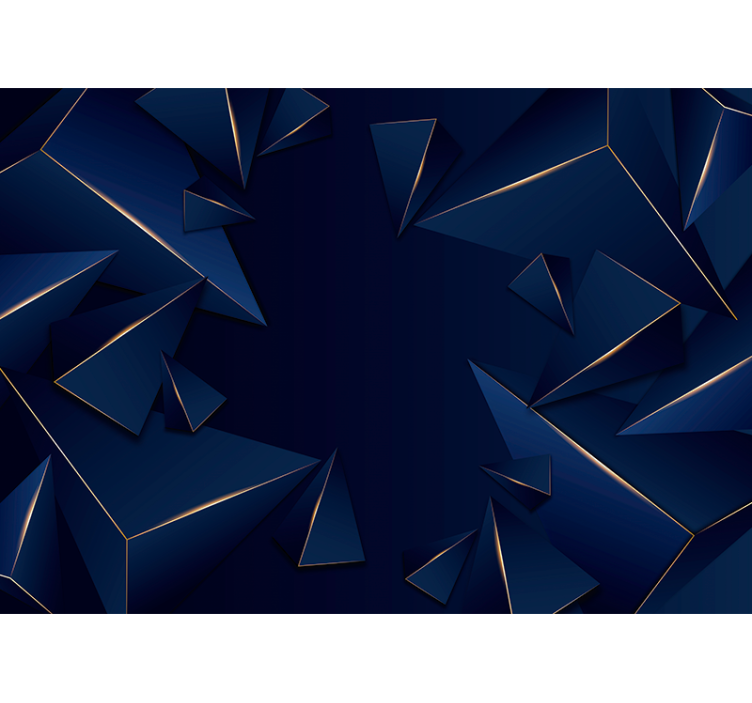 Store enrouleur noir motif géométrique bleu et or - TenStickers