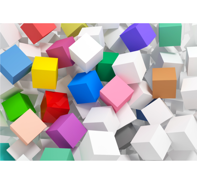 Store enrouleur salon cubes 3d de couleurs variées - TenStickers