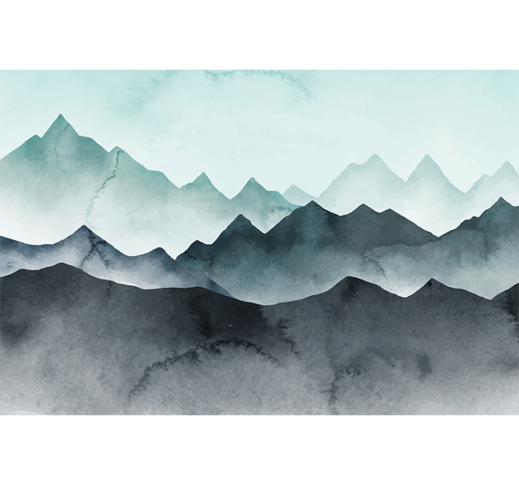 Store enrouleur salon montagnes bleues peintes - TenStickers
