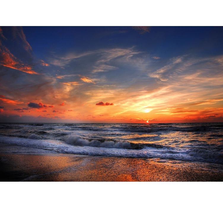 Store enrouleur salon paysage maritime au coucher du soleil - TenStickers
