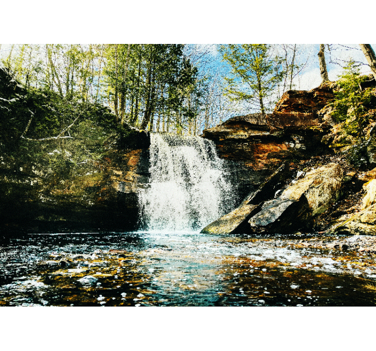 Store enrouleur salon forêt de cascade paysage - TenStickers