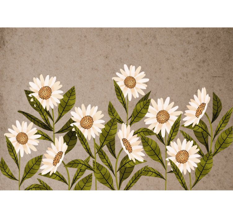 Store enrouleur salon marguerites vintage - TenStickers