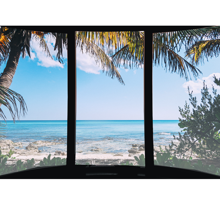 Store enrouleur salon paysage marin 3d fenêtre - TenStickers