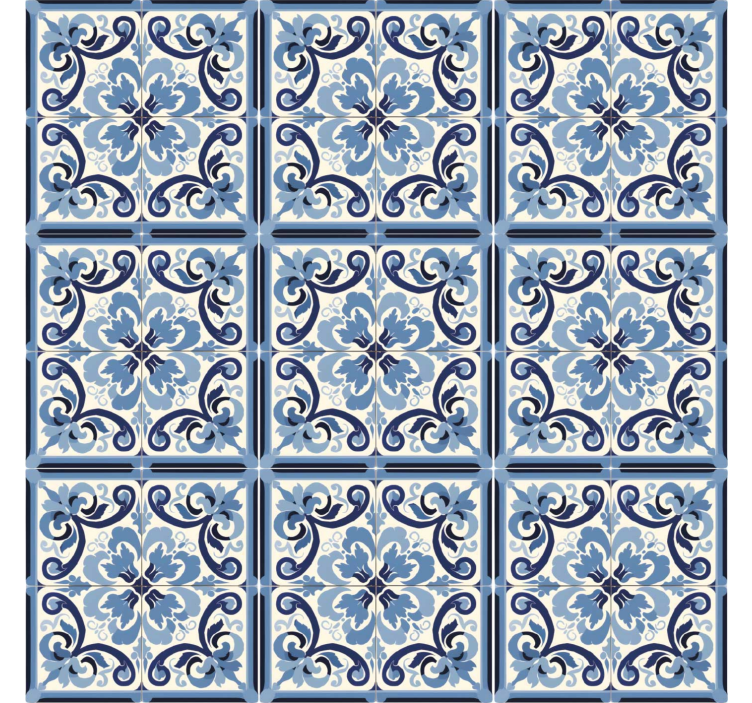 Store enrouleur bleu motif floral bleu et blanc - TenStickers