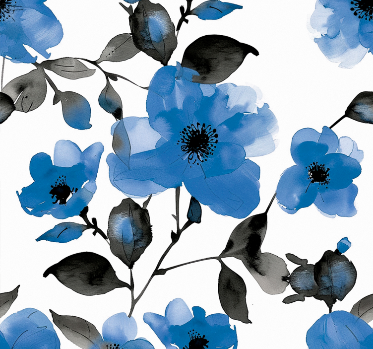 Store enrouleur bleu motif coquelicots bleu - TenStickers