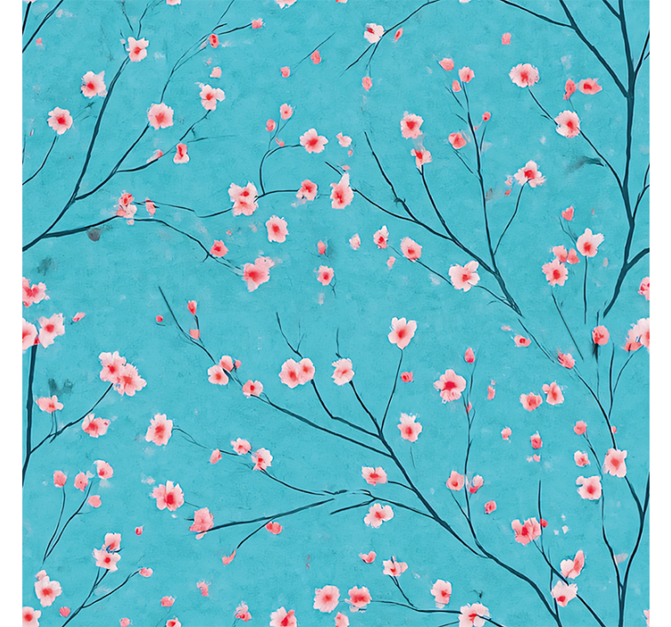 Store enrouleur bleu fleurs de cerisier teal - TenStickers