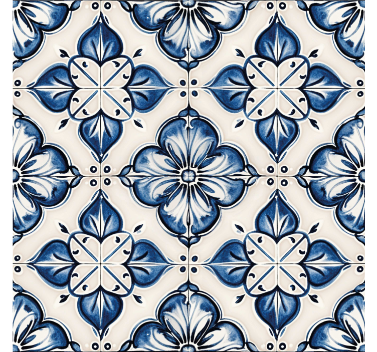 Store enrouleur bleu motif floral - TenStickers