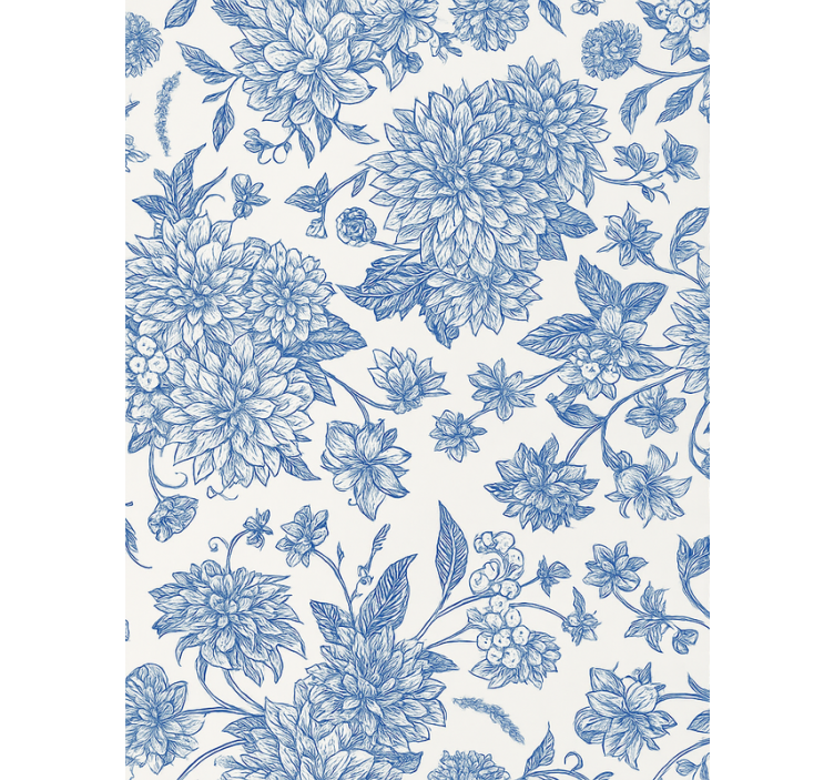 Store enrouleur bleu dahlia bleu floral - TenStickers