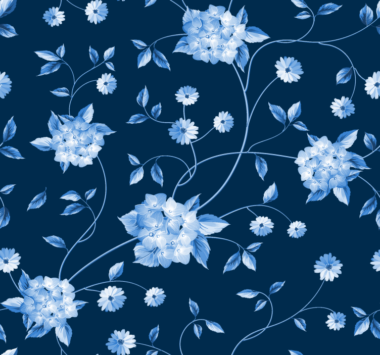Store enrouleur bleu tiges de fleurs - TenStickers