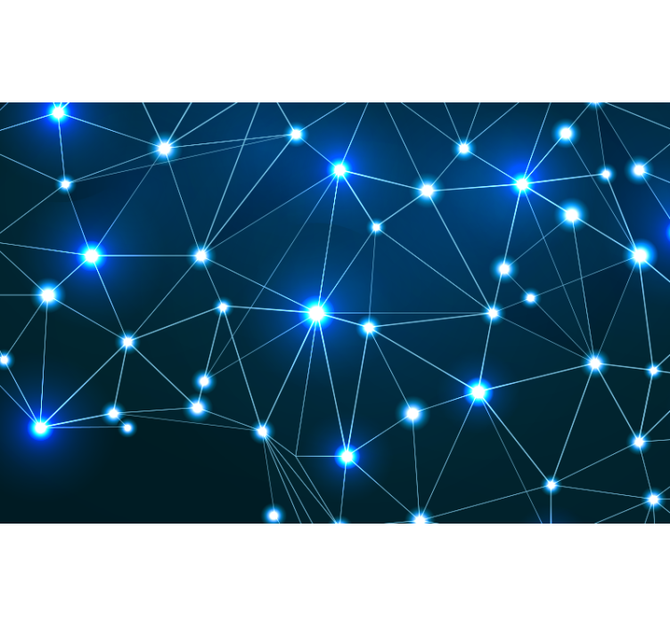 Store enrouleur bleu carte du monde polygonale brillante - TenStickers