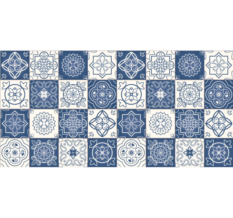 Store enrouleur bleu motif carreaux bleus - TenStickers