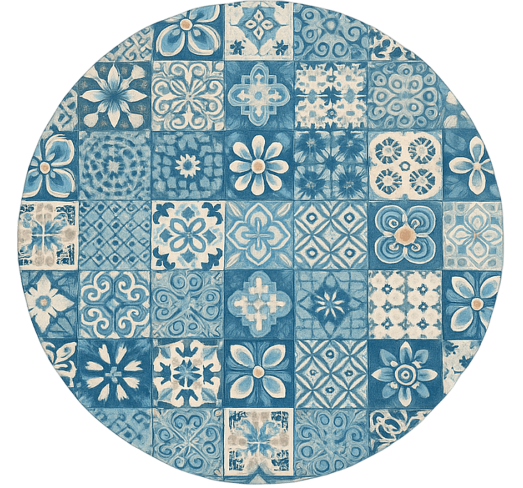 Store enrouleur bleu carreaux mosaïque circulaires - TenStickers