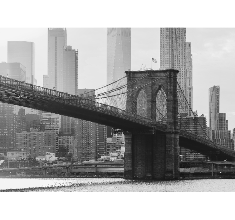 Store enrouleur salon photo noir et blanc pont brooklyn - TenStickers