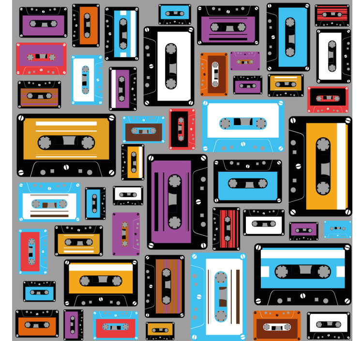 Store enrouleur salon motif cassette rétro années 80 - TenStickers