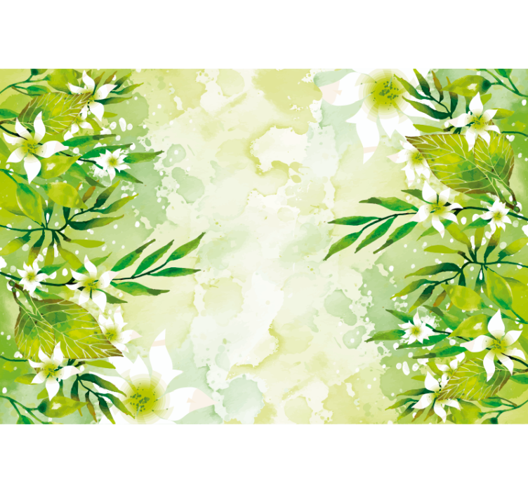 Store enrouleur vert tapis vinyle motifs floraux - TenStickers