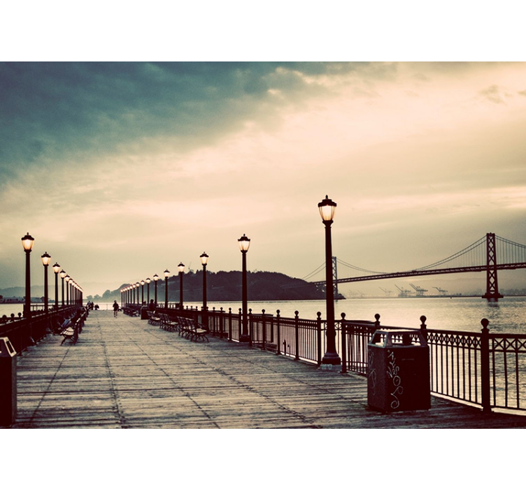 Store enrouleur salon pont avec lampadaires - TenStickers