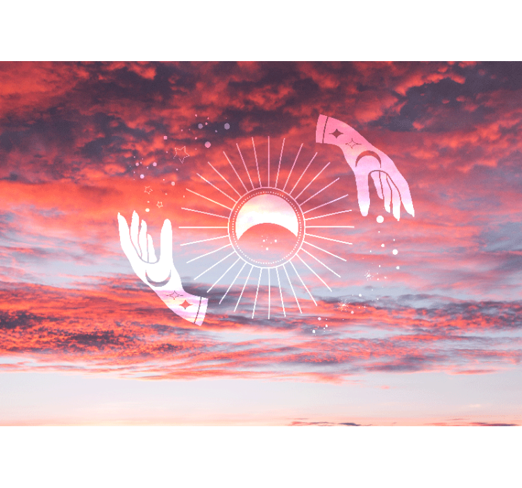 Store enrouleur salon mains zen dans le ciel - TenStickers