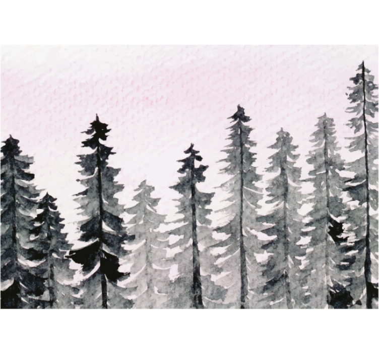 Store enrouleur salon bois aquarelle gris forêt - TenStickers