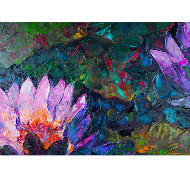 Store enrouleur salon tableau peinture lotus - TenStickers
