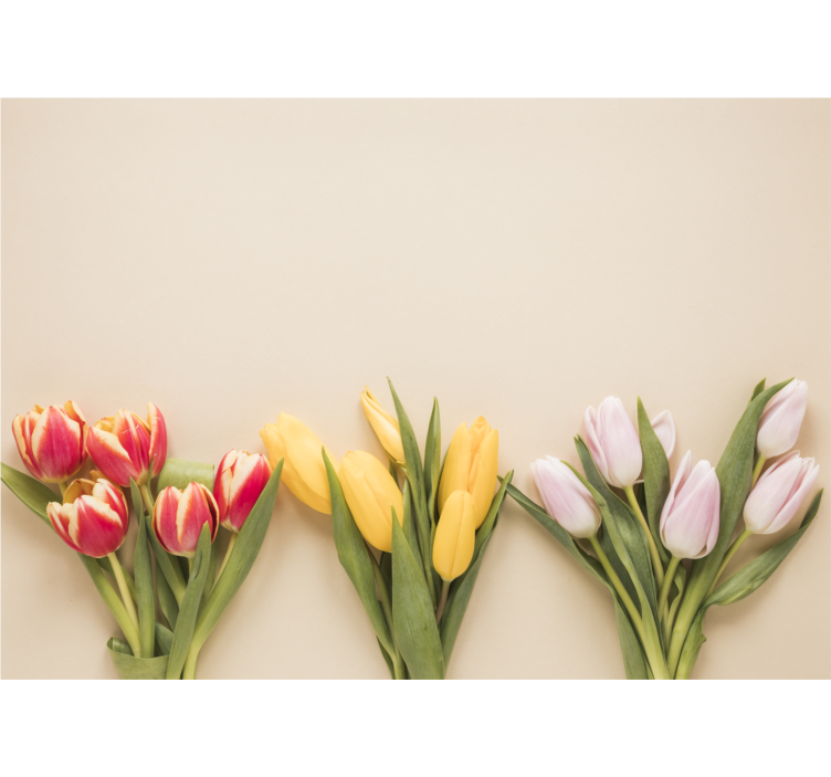 Store enrouleur salon trois couleurs de fleurs - TenStickers