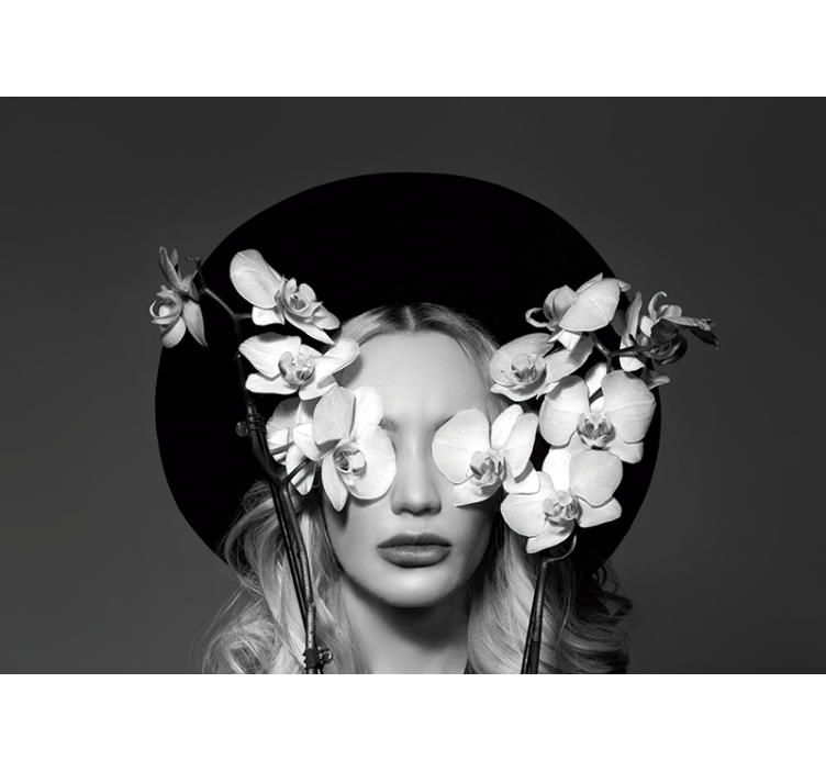 Store enrouleur salon femme au chapeau fleuri - TenStickers