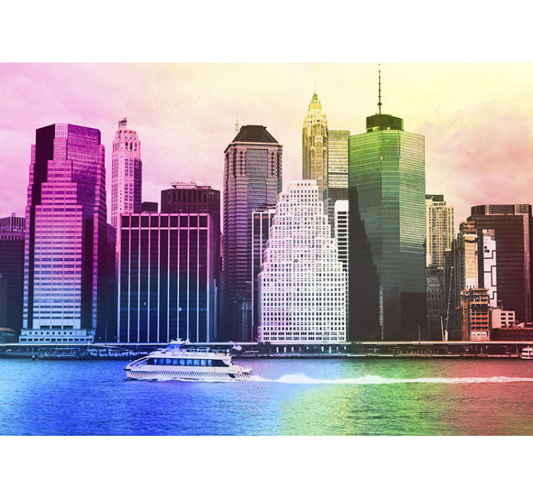 Store enrouleur salon gratte-ciels colorés de manhattan - TenStickers