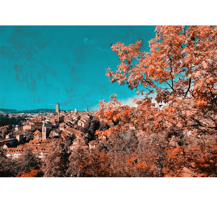 Store enrouleur salon arbres aux feuilles d'automne - TenStickers