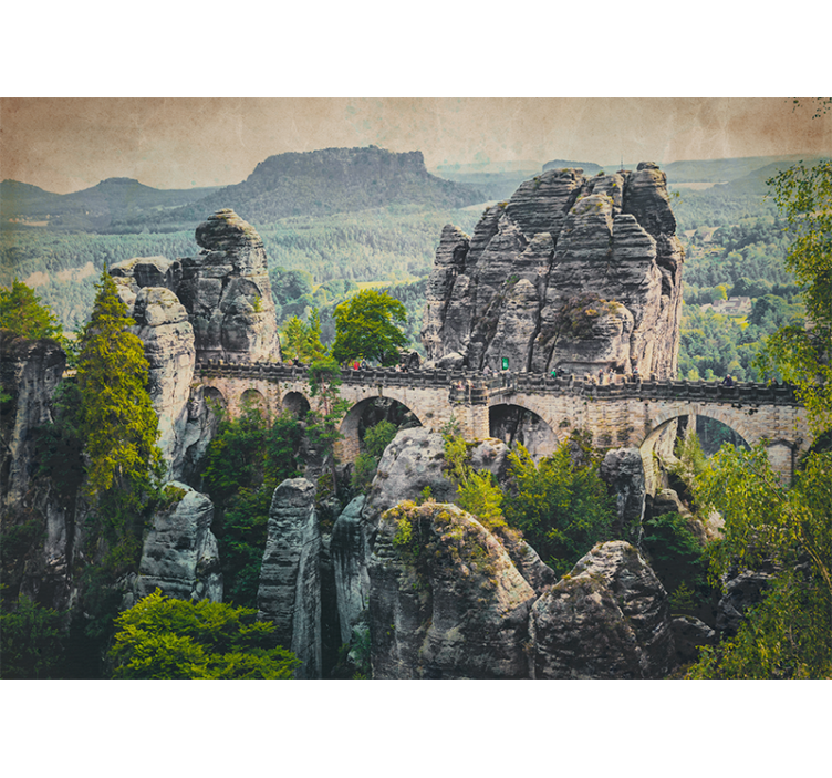 Store enrouleur salon pont en pierre dans les montagnes - TenStickers