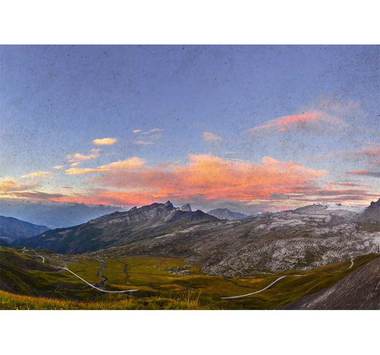 Store enrouleur salon coucher de soleil en montagne - TenStickers