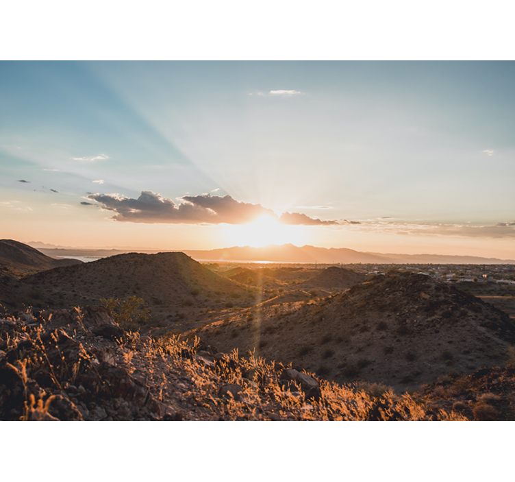 Store enrouleur salon coucher de soleil dans le désert - TenStickers