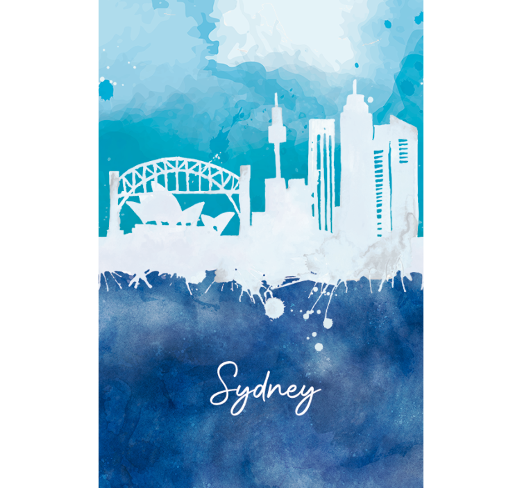 Store enrouleur salon skyline de sydney aquarelle - TenStickers