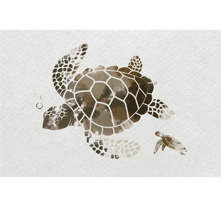 Store enrouleur salon tortue aquarelle marron - TenStickers
