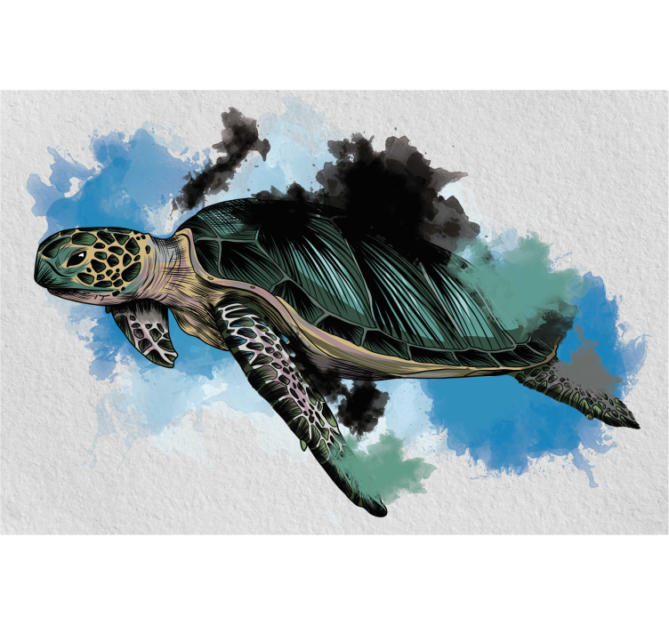 Store enrouleur salon tortue aquarelle - TenStickers