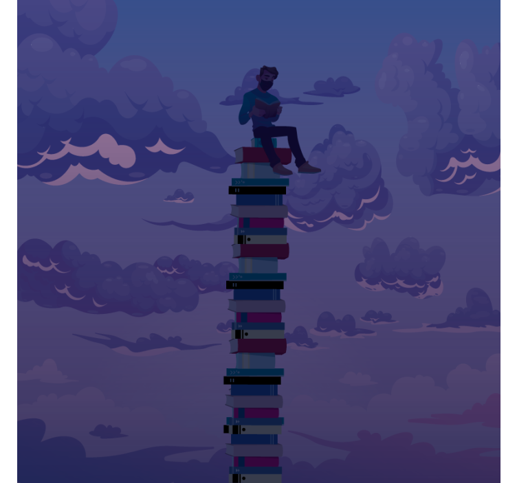Store enrouleur salon illustration tour de livres - TenStickers
