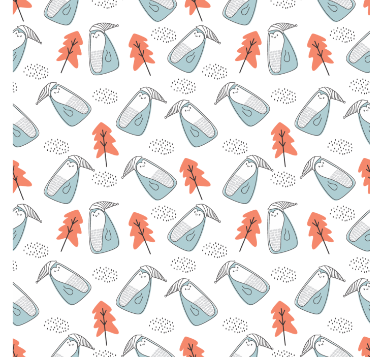 Store enrouleur salon pingouins minimalistes avec arbres - TenStickers