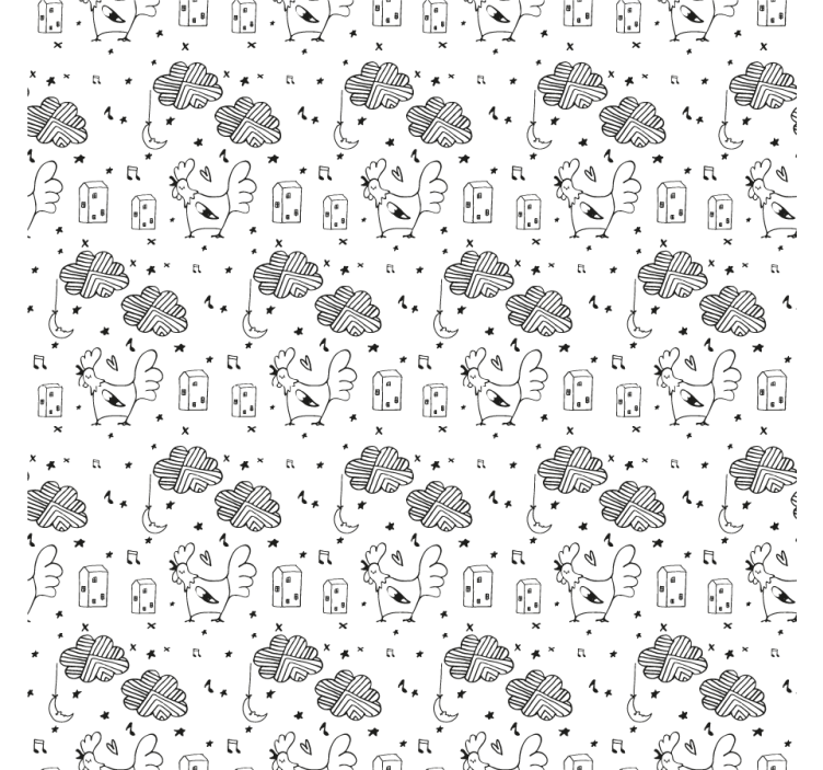 Store enrouleur salon poules noires et blanches nordiques - TenStickers