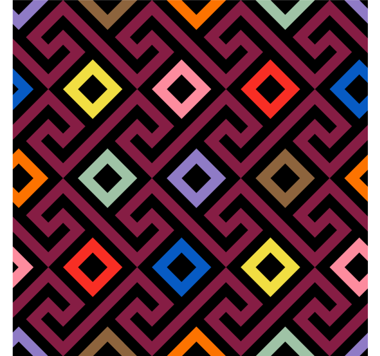 Store enrouleur salon motif labyrinthe géométrique coloré - TenStickers