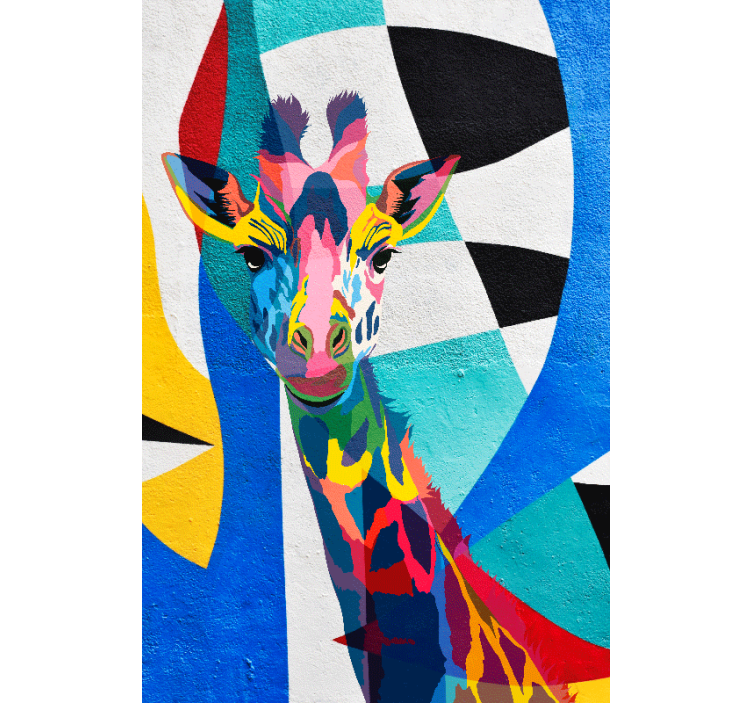 Store enrouleur salon girafe colorée abstraite - TenStickers