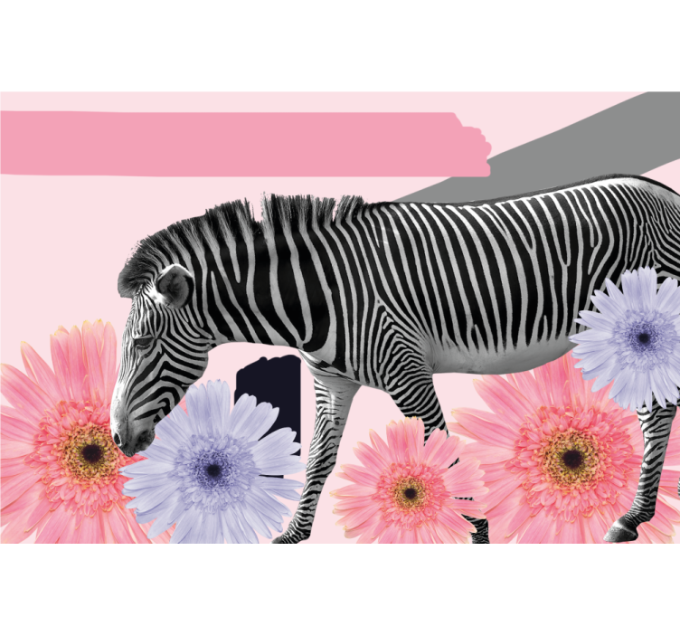Store enrouleur salon collage style peinture zèbre - TenStickers