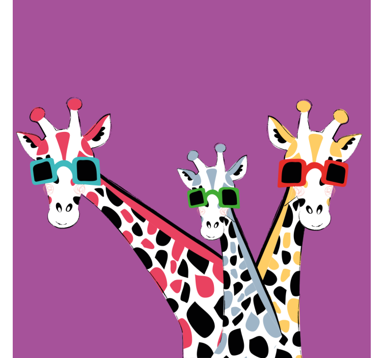 Store enrouleur salon girafes amusantes avec lunettes - TenStickers