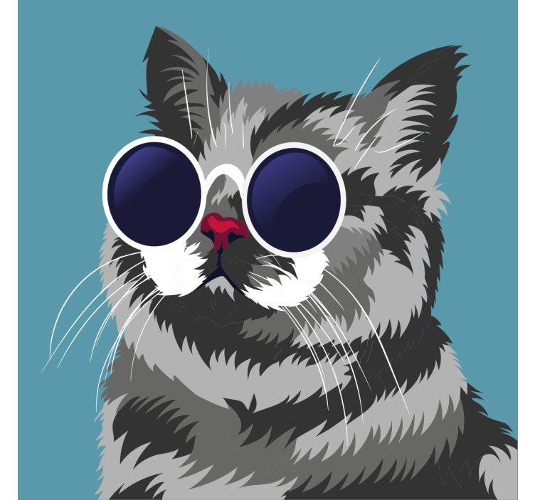 Store enrouleur salon tableau drôle de chat gris - TenStickers