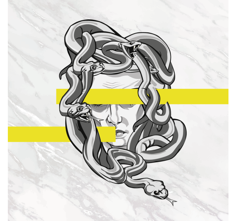 Store enrouleur salon méduse blanche à rayures jaunes - TenStickers